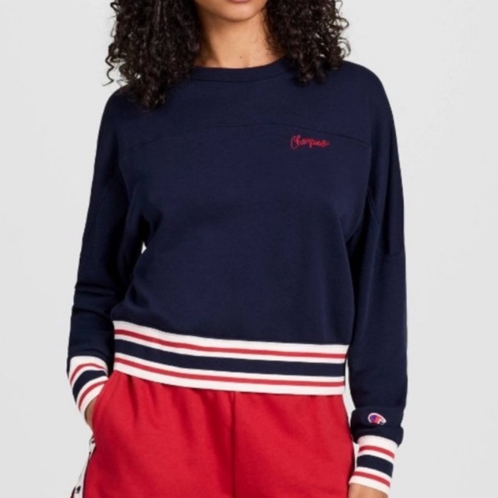 Champion Women's French Terry Sweatshirt- Navy-XL